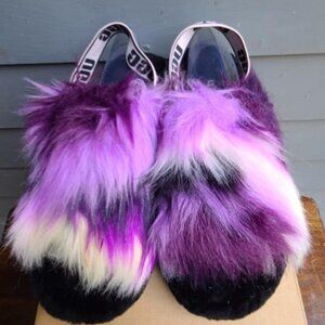UGG Fluffy Yeah Slide Purple Black Tie Dye SIZE 9 NWT! NIB! NEW!